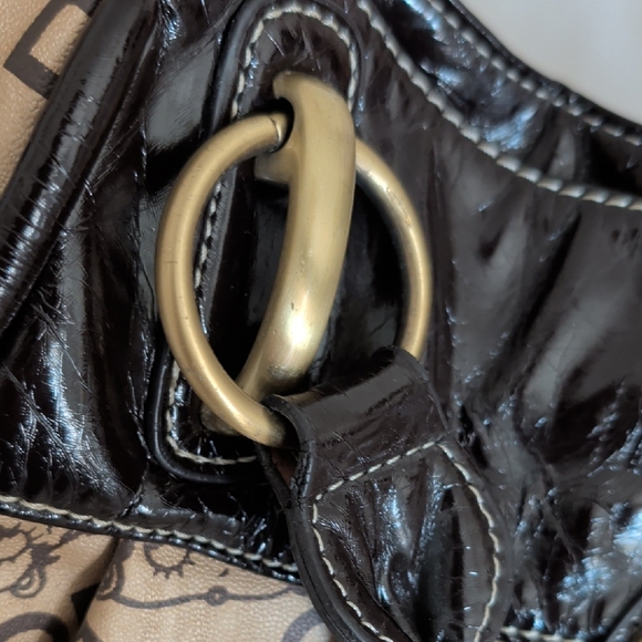 Betty Boop Black & Tan Logo Shoulder Bag with Gold Hardware - Picture 2 of 14